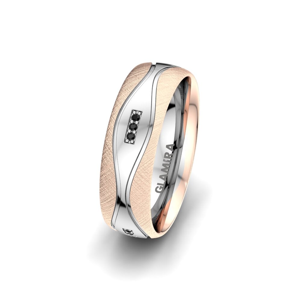 750 Rot & Weißgold Schwarzer Diamant Damen trauring Heavenly Star 6 mm