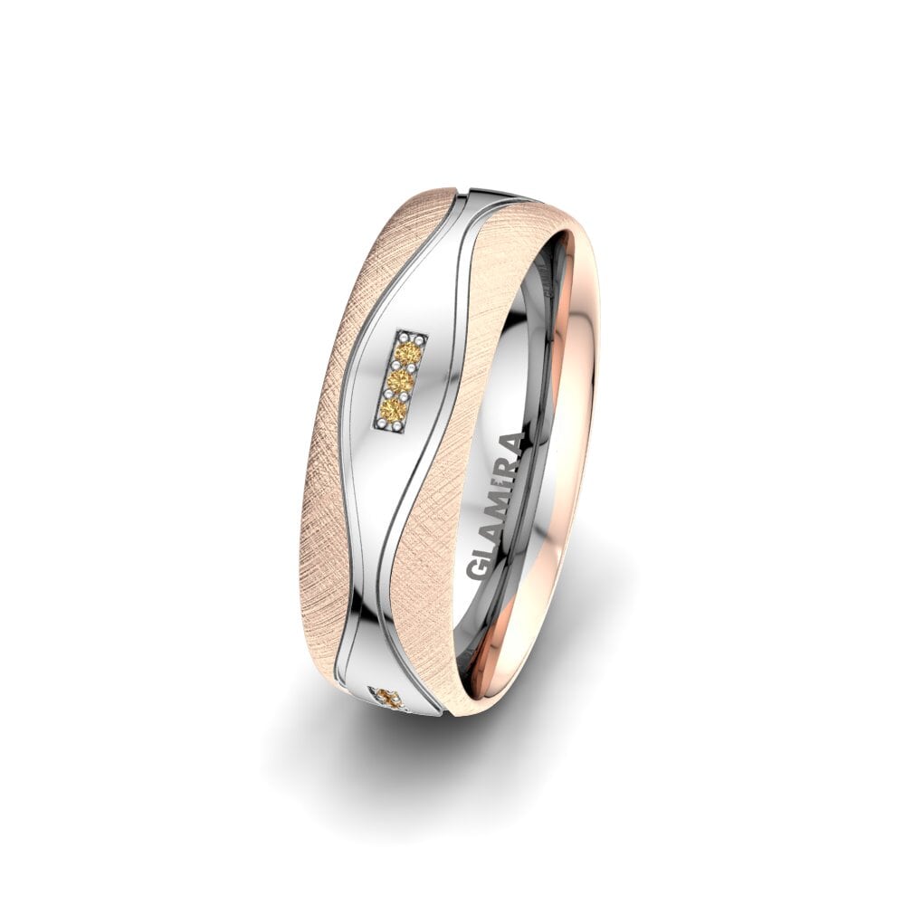 750 Rot & Weißgold Brauner Diamant Damen trauring Heavenly Star 6 mm
