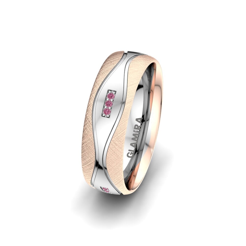 Or Rose & Blanc 750 Grenat de Rhodolite Alliance pour femme Heavenly Star 6 mm