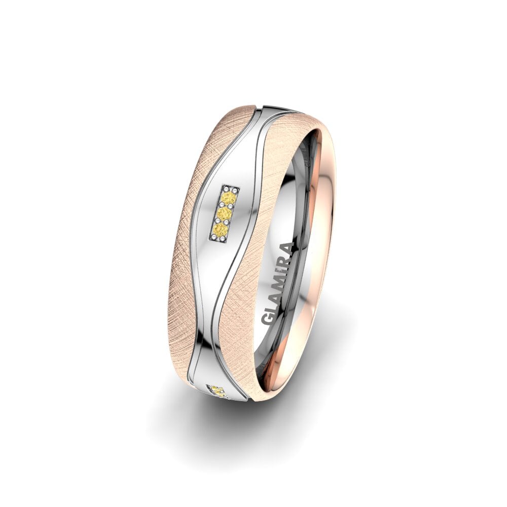 750 Rot & Weißgold Gelber Diamant Damen trauring Heavenly Star 6 mm