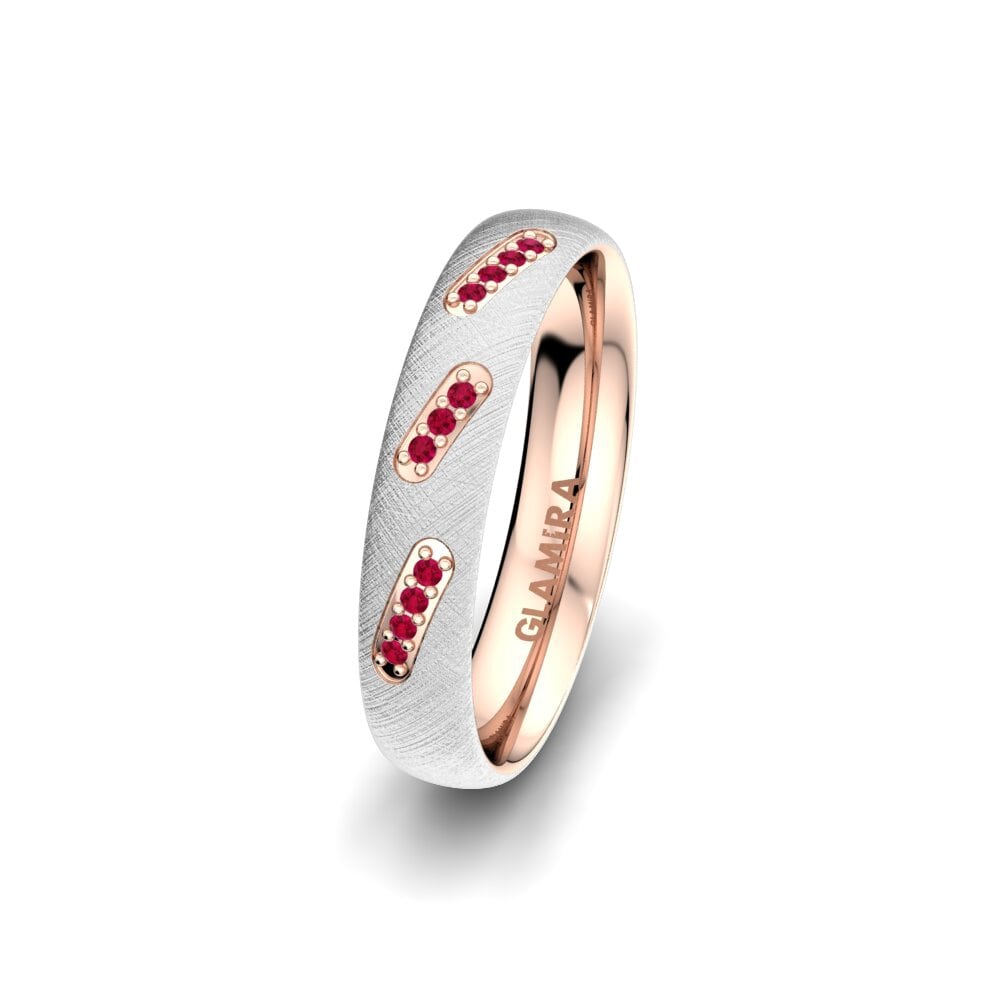 9K White & Rose Gold Ruby Women's Ring Infinite Light 4 mm