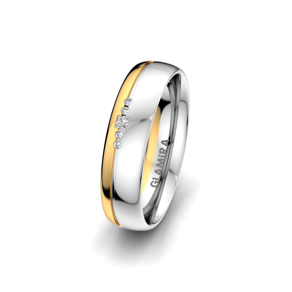Weiß & Gelbgold 750 Weißer Saphir Damen trauring Pure Charm 5 mm