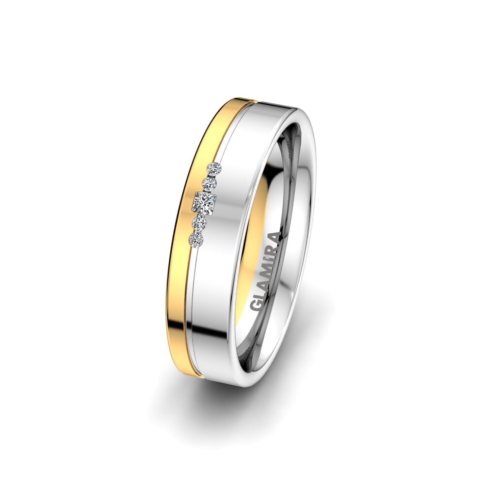 18ct White & Yellow Gold Women's Wedding Ring Pure Charm 5 mm