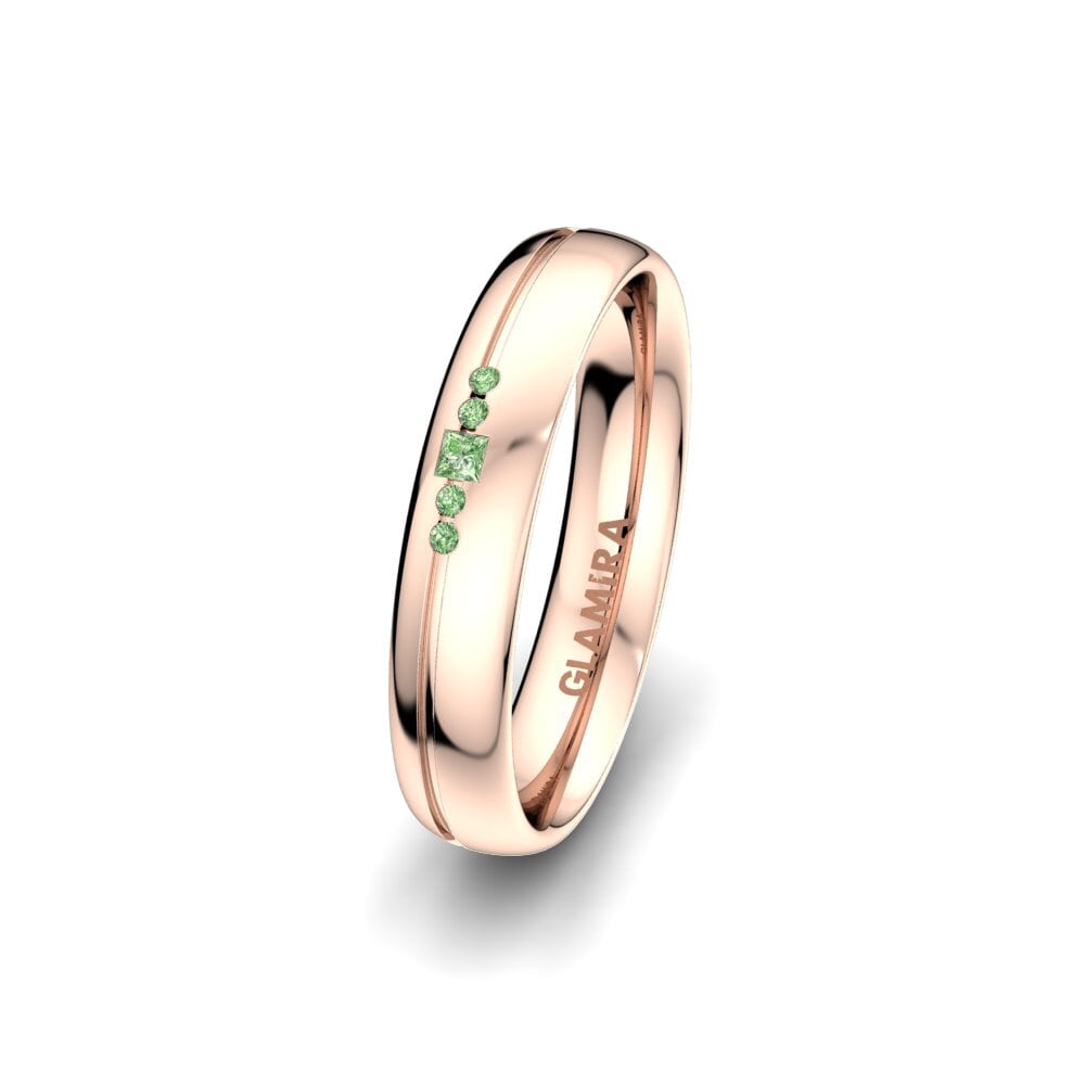 Or rose 585 Diamant Vert Alliance pour femme Pure Charm 4 mm