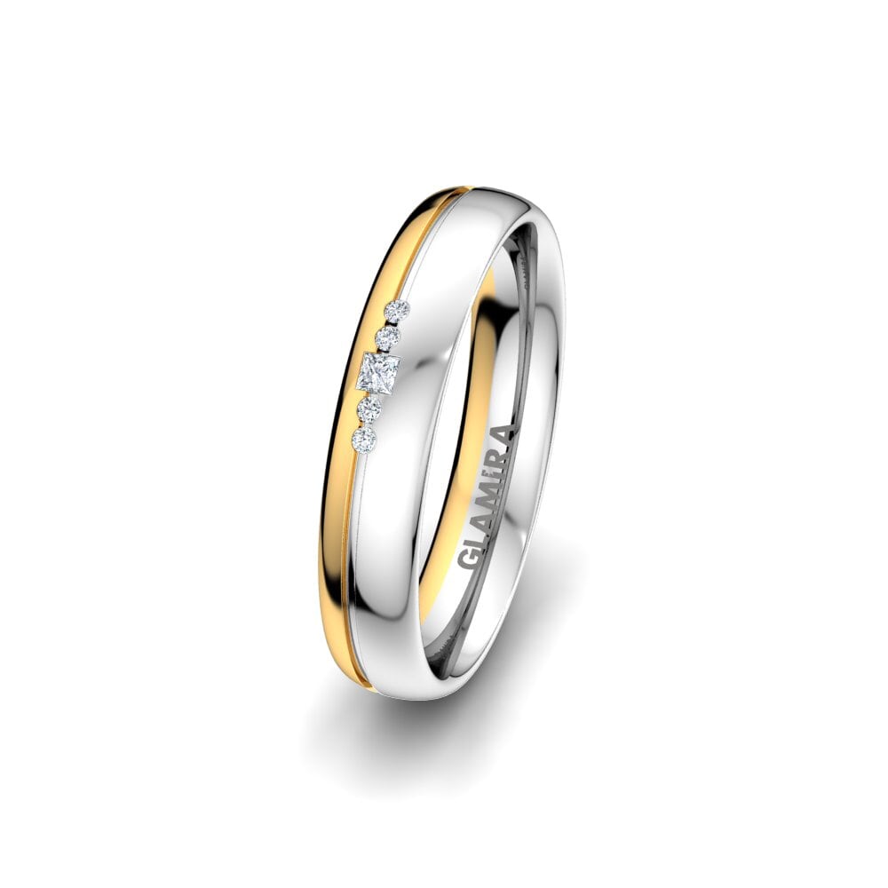Weiß & Gelbgold 375 Labor-gezüchteter Diamant Damen trauring Pure Charm 4 mm