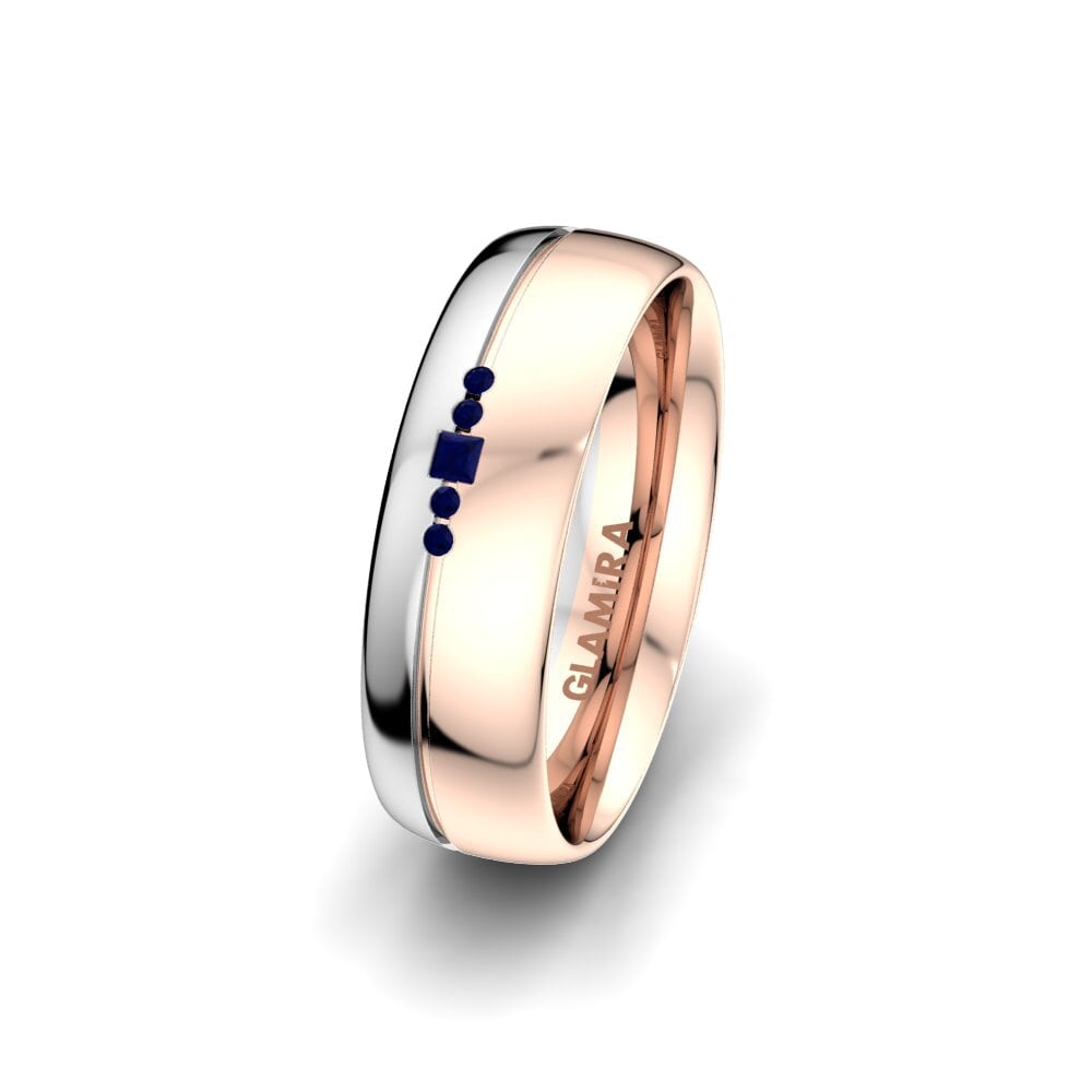 14ct Rose & White Gold Sapphire Women's Wedding Ring Pure Charm 6 mm