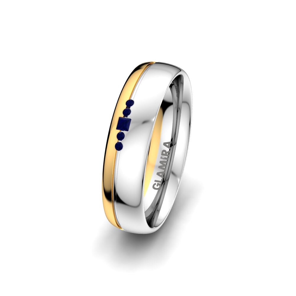 14k White & Yellow Gold Sapphire Women's Wedding Ring Pure Charm 5 mm