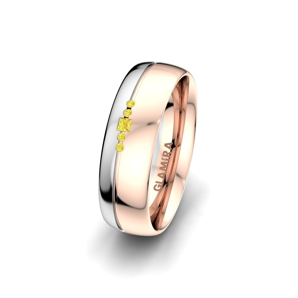 Or Rose & Blanc 585 Saphir Jaune Alliance pour femme Pure Charm 6 mm