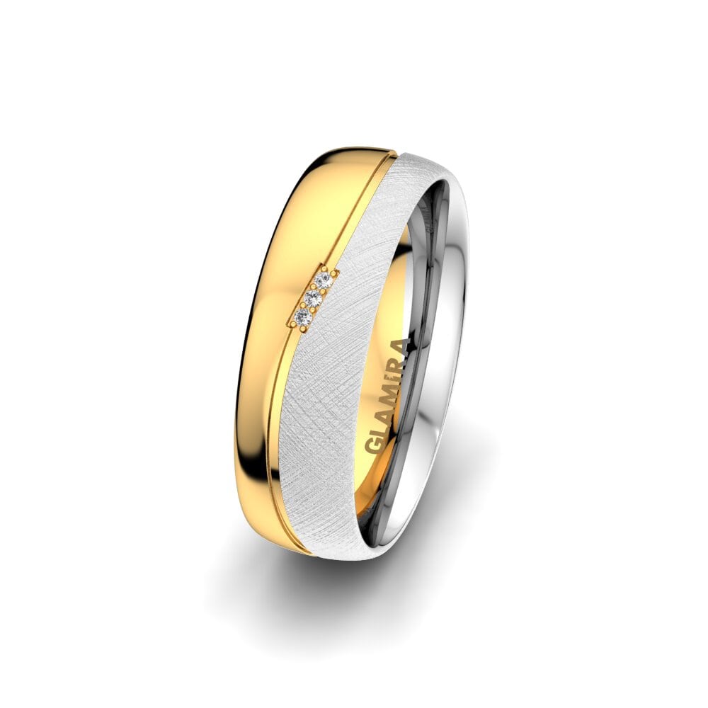 Or Blanc & Jaune 585 Saphir Blanc Alliance pour femme Romantic Touch 6 mm