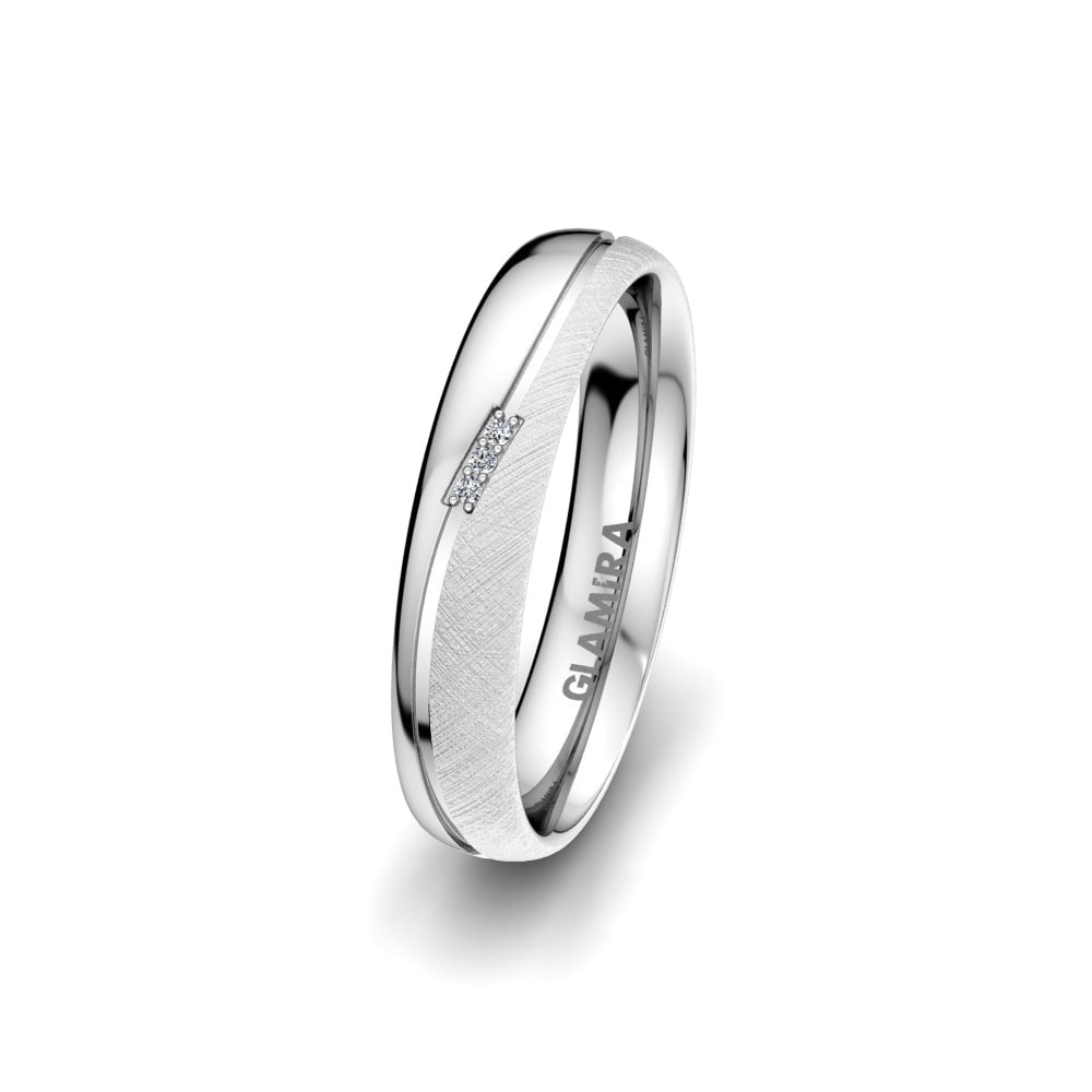 9k White Gold Women's Wedding Ring Romantic Touch 4 mm