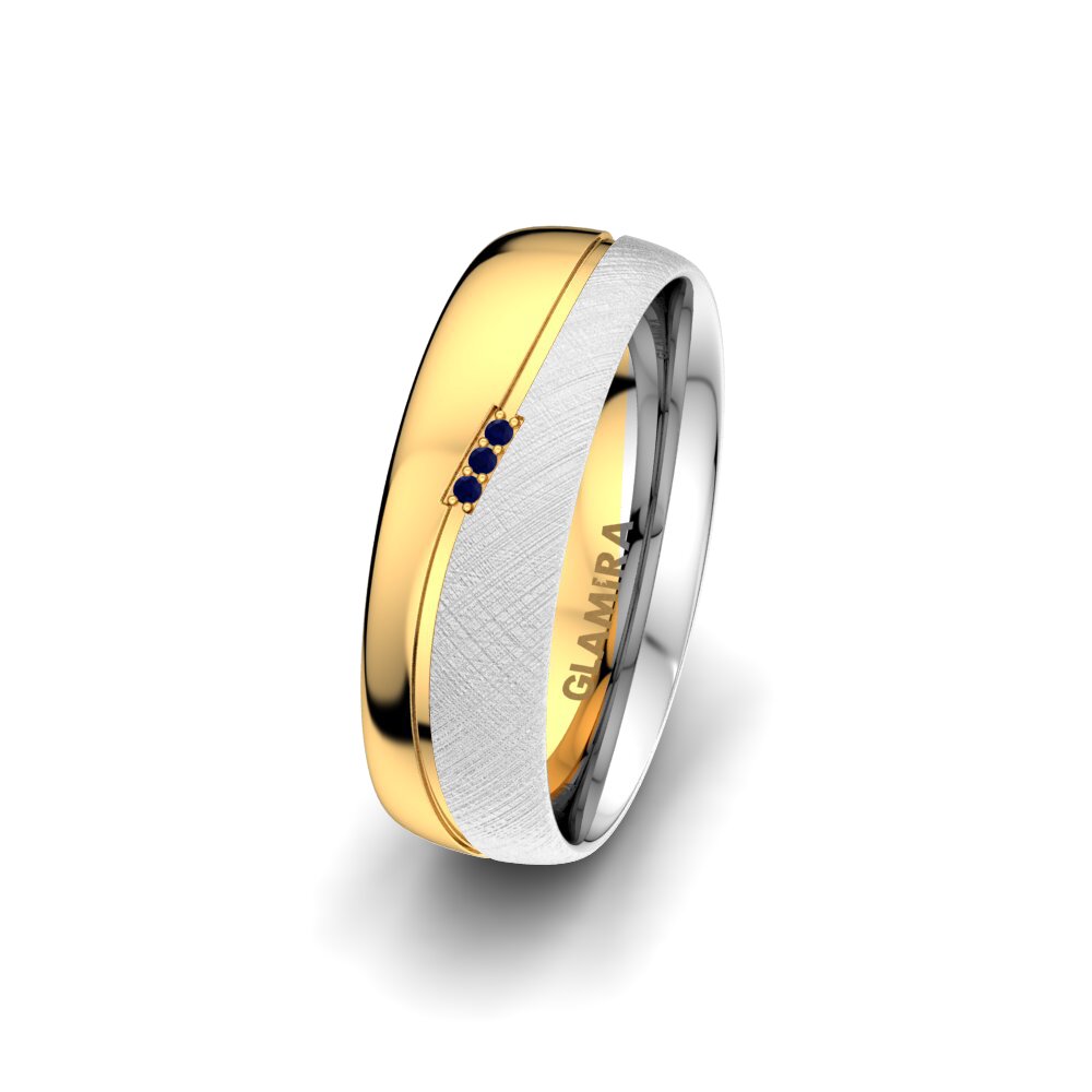 14k White & Yellow Gold Sapphire Women's Wedding Ring Romantic Touch 6 mm