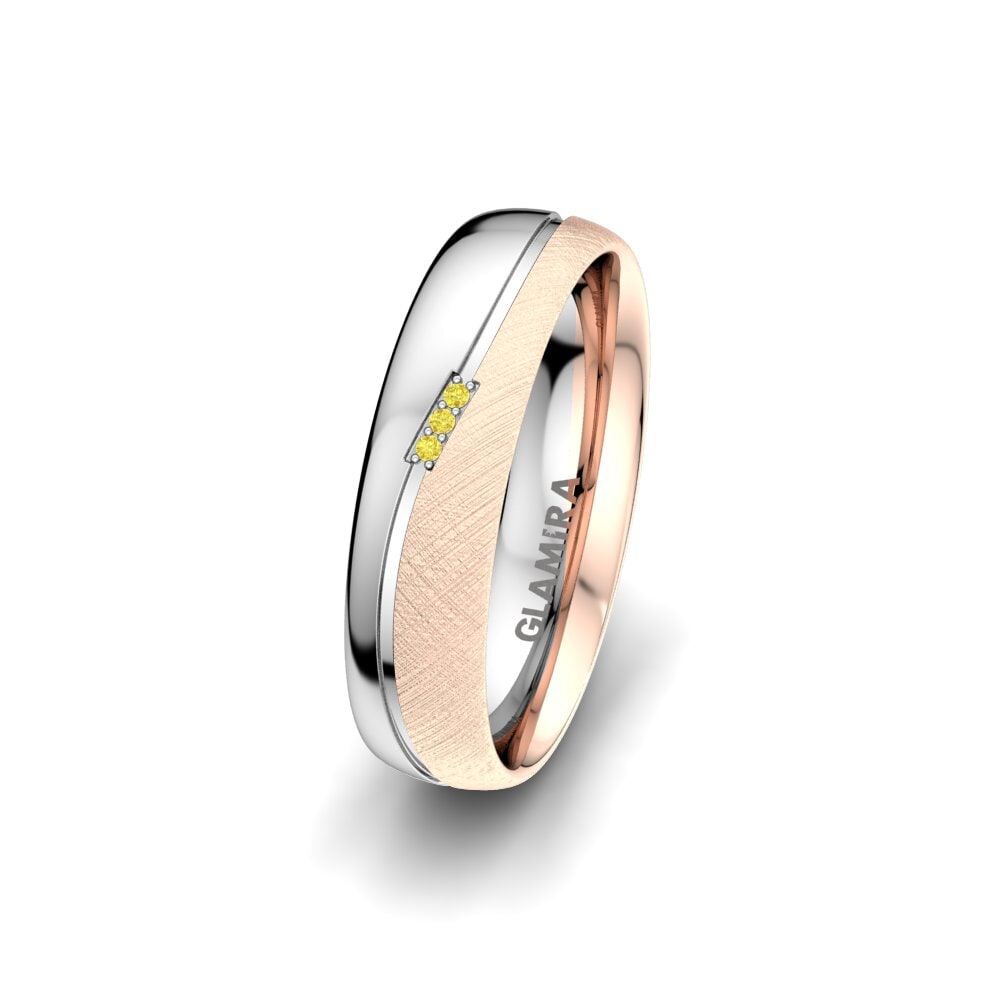 18ct Rose / White Gold Yellow Sapphire Women's Wedding Ring Romantic Touch 5 mm