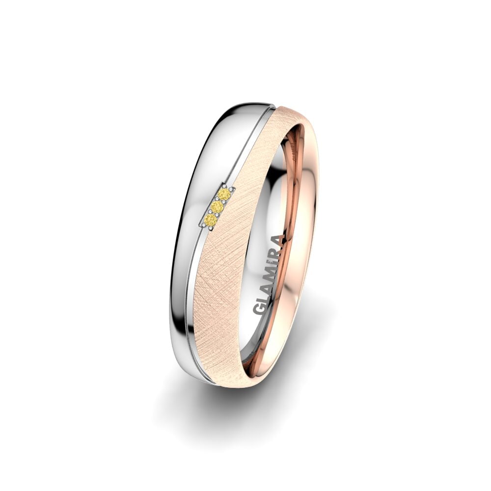 750 Rot & Weißgold Gelber Diamant Damen trauring Romantic Touch 5 mm