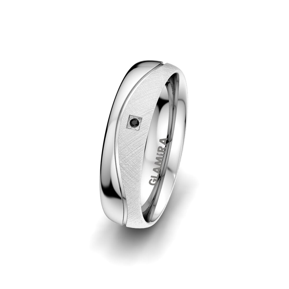 White Silver Black Diamond Women's Wedding Ring Sense Drops 5 mm