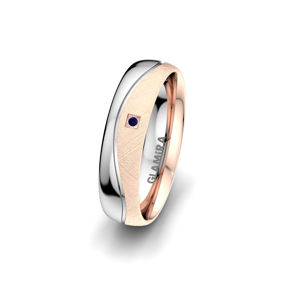 14ct Rose & White Gold Sapphire Women's Wedding Ring Sense Drops 5 mm