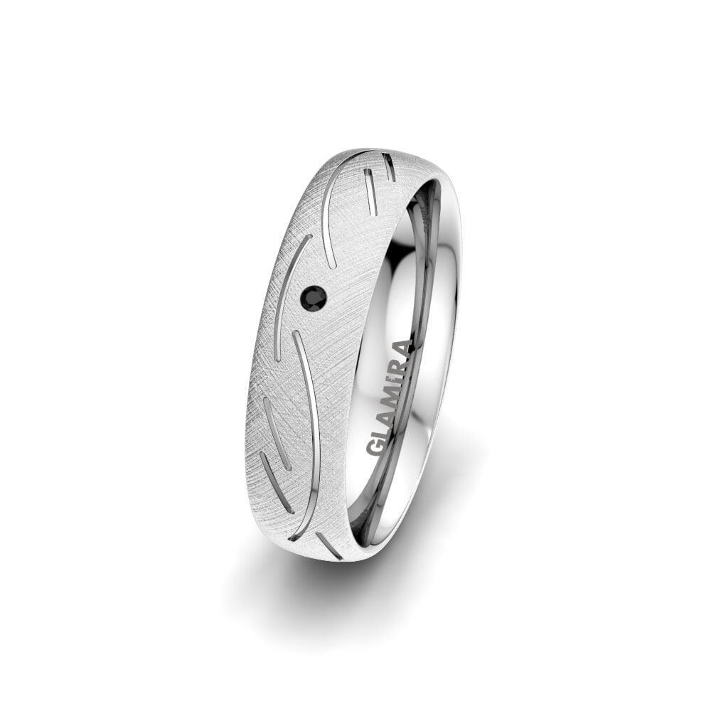 White Silver Black Diamond Women's Wedding Ring Sensual Glorious 5 mm