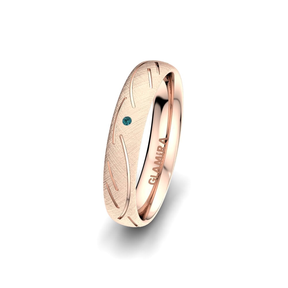 14ct Rose Gold Blue Diamond Women's Wedding Ring Sensual Glorious 4 mm