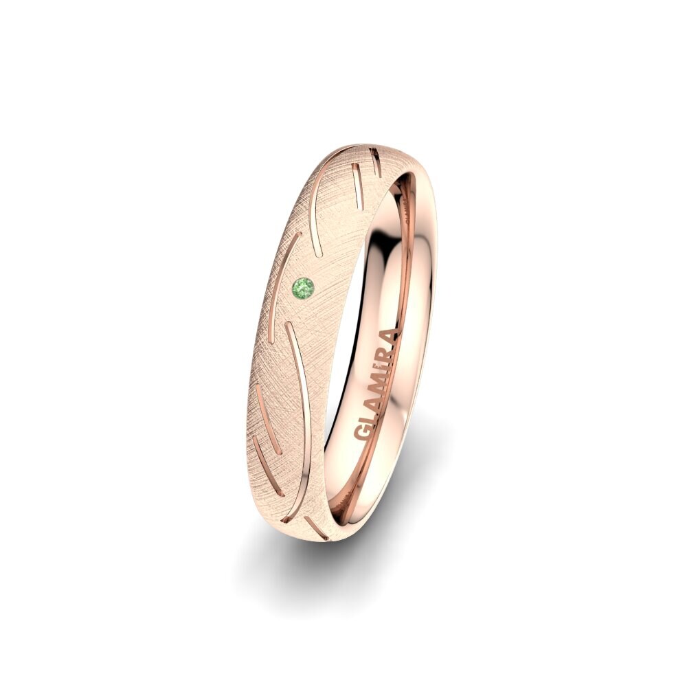 14ct Rose Gold Green Diamond Women's Wedding Ring Sensual Glorious 4 mm