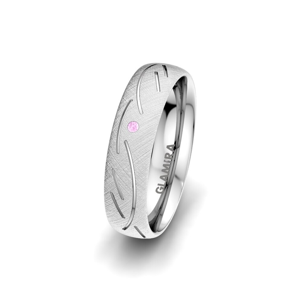White Silver Pink Sapphire Women's Wedding Ring Sensual Glorious 5 mm