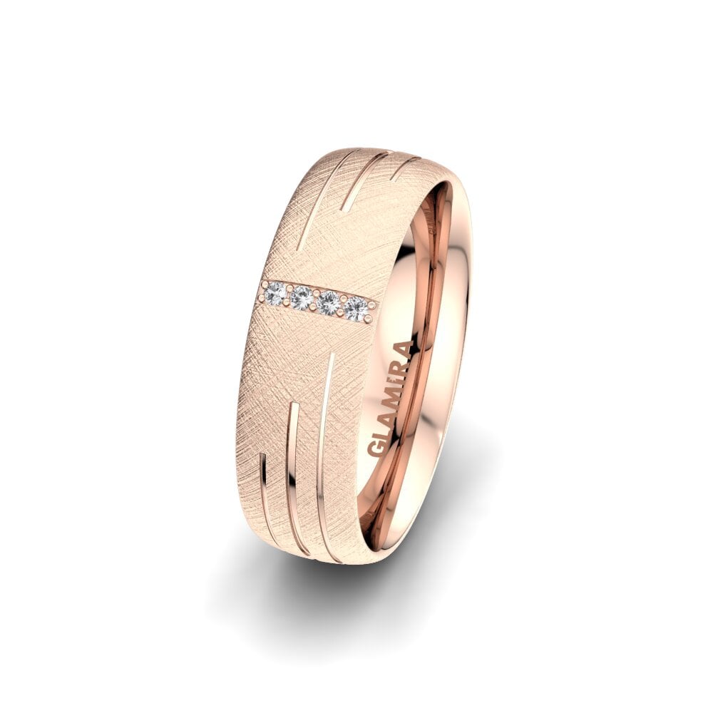 Or rose 585 Saphir Blanc Alliance pour femme Shimmering Road 6 mm