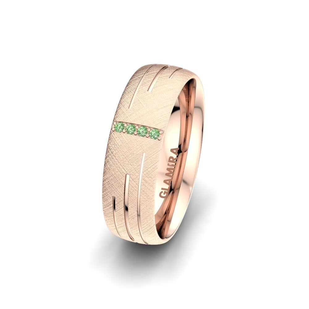 Or rose 585 Diamant Vert Alliance pour femme Shimmering Road 6 mm