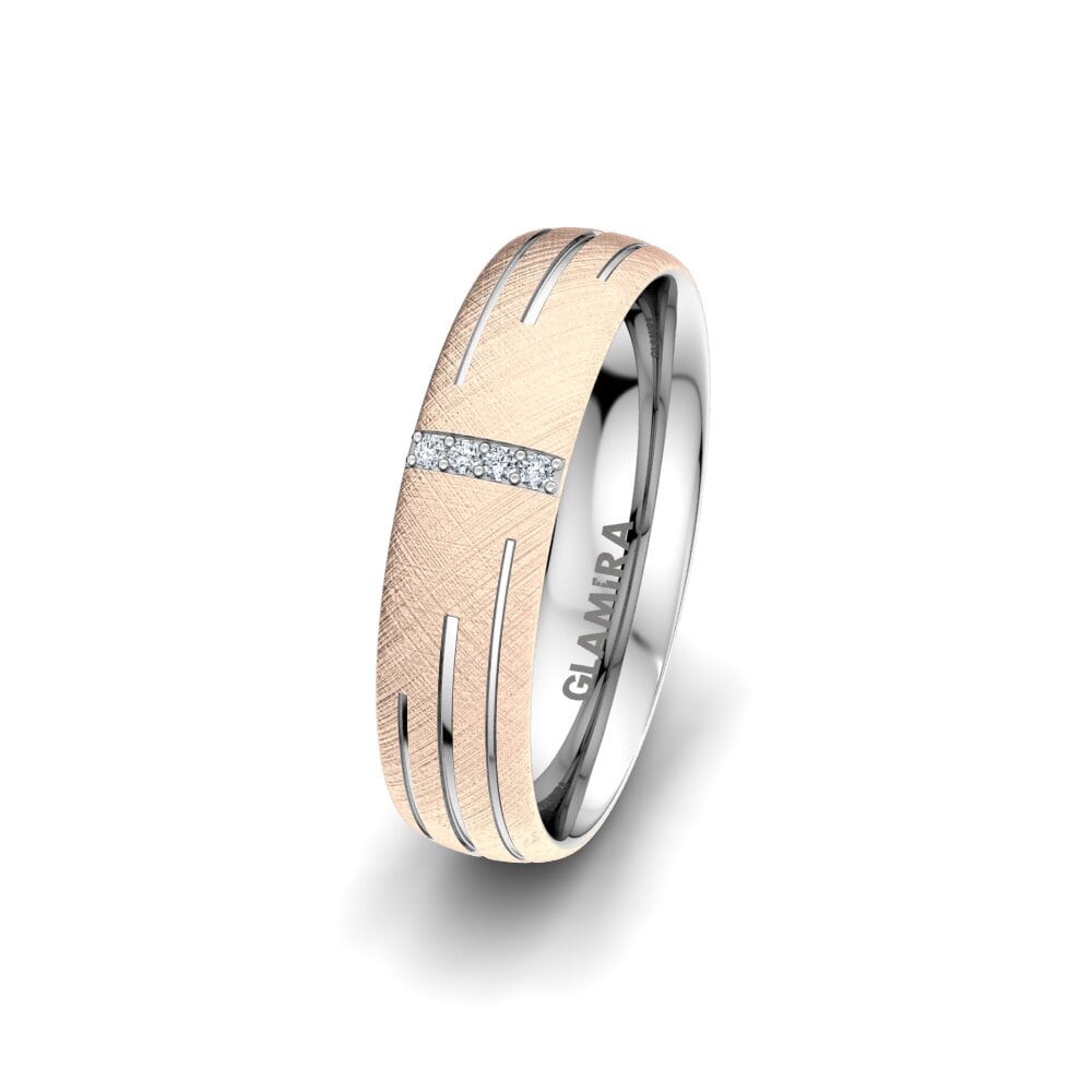 750 Rot & Weißgold Labor-gezüchteter Diamant Damen trauring Shimmering Road 5 mm