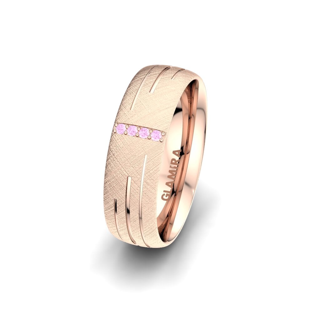 14ct Rose Gold Pink Sapphire Women's Wedding Ring Shimmering Road 6 mm