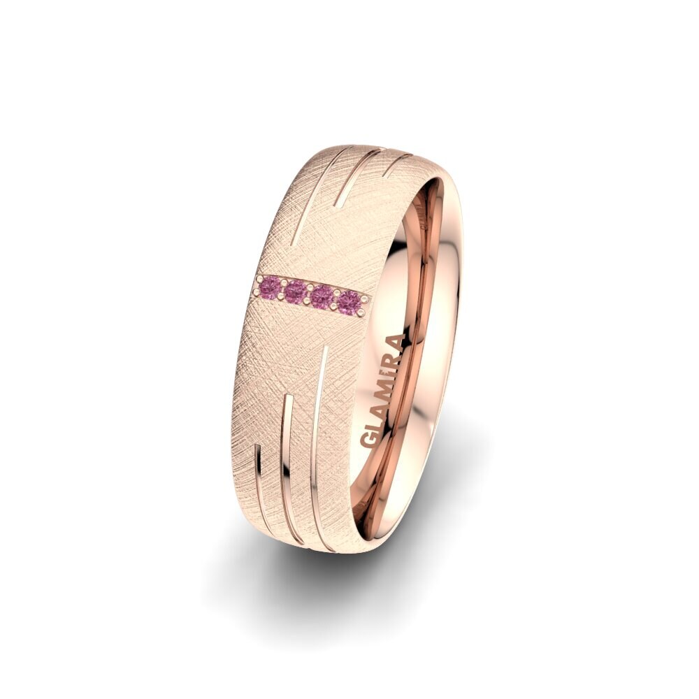 Or rose 585 Grenat de Rhodolite Alliance pour femme Shimmering Road 6 mm