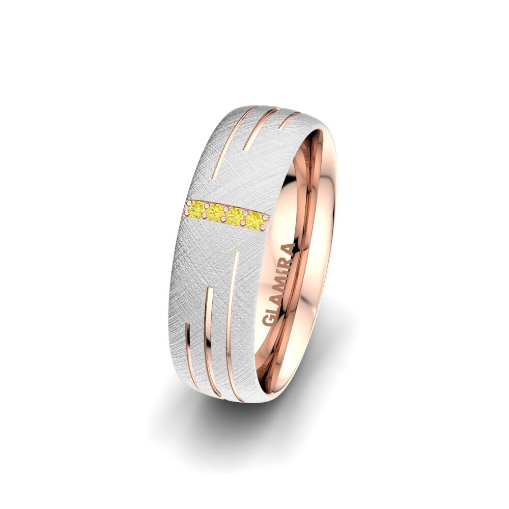 Weiß & Rotgold 750 Gelber Saphir Damen trauring Shimmering Road 6 mm