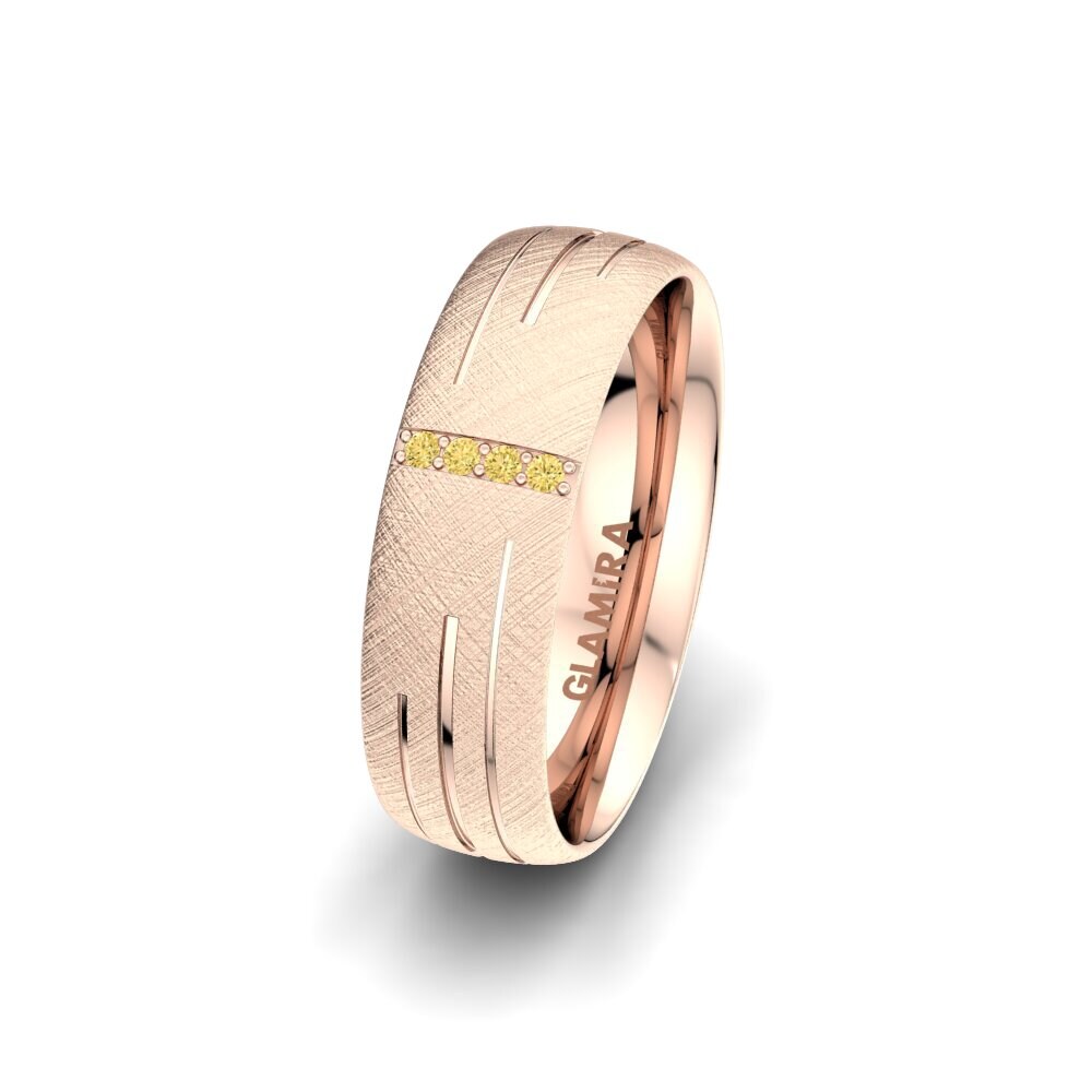 14k 玫瑰金 黃色鑽石 女士结婚戒指 Shimmering Road 6 mm