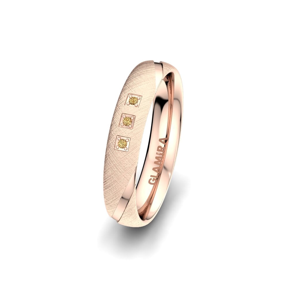 14ct Rose Gold Brown Diamond Women's Wedding Ring Splendid Feeling 4 mm