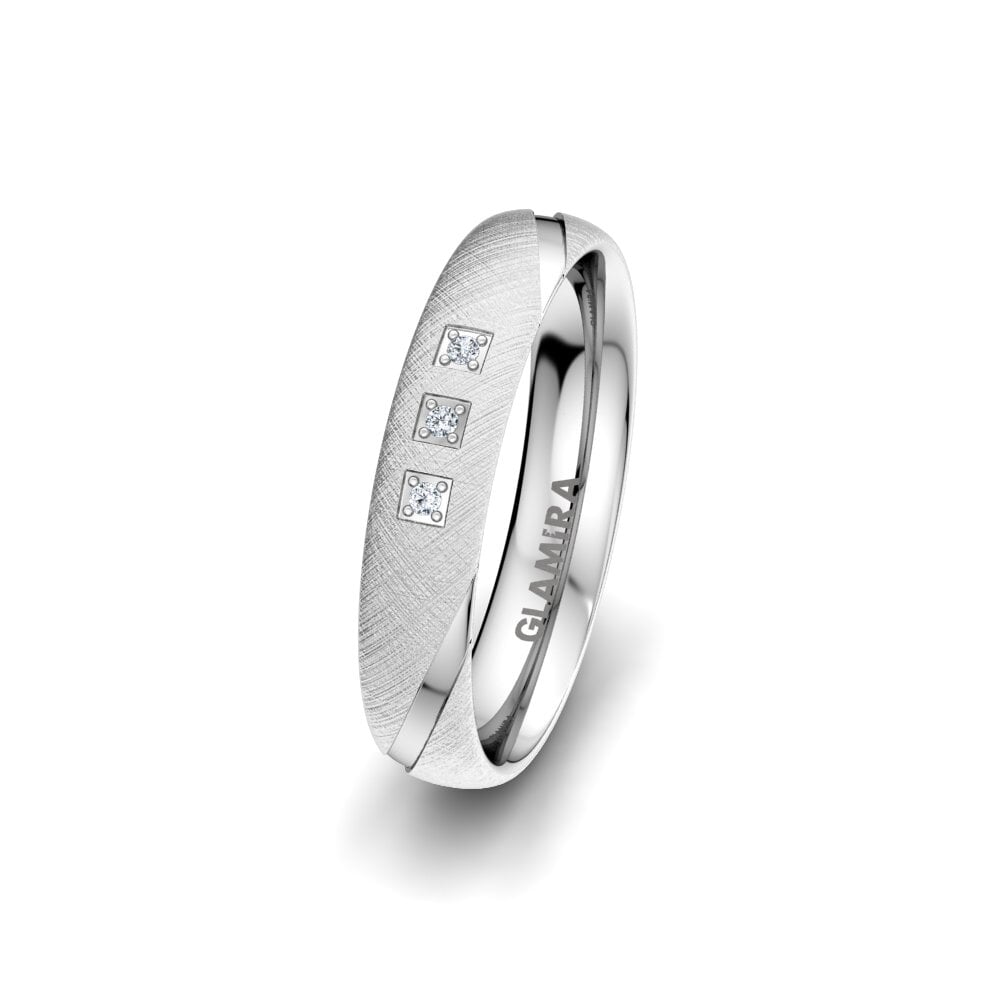 Paladio 950 Diamante cultivado en laboratorio Anillo Boda Mujer Splendid Feeling 4 mm