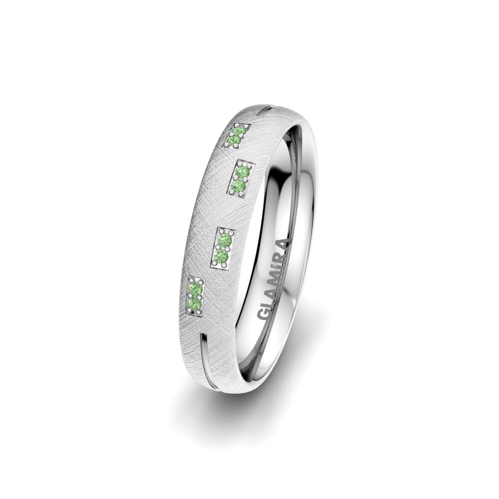 950 Platinum Green Diamond Women's Wedding Ring Splendid Future 4 mm
