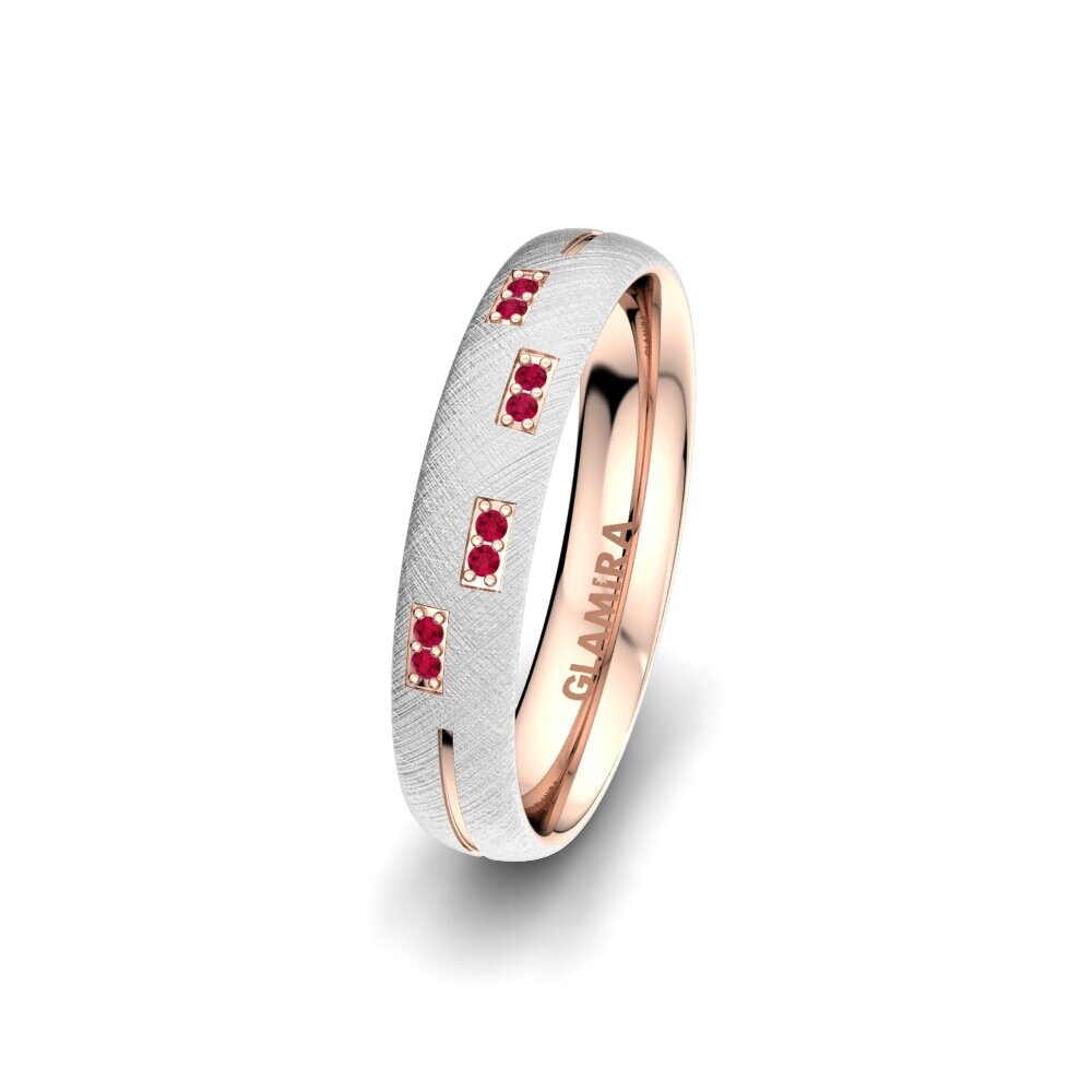 9K White & Rose Gold Ruby Women's Ring Splendid Future 4 mm