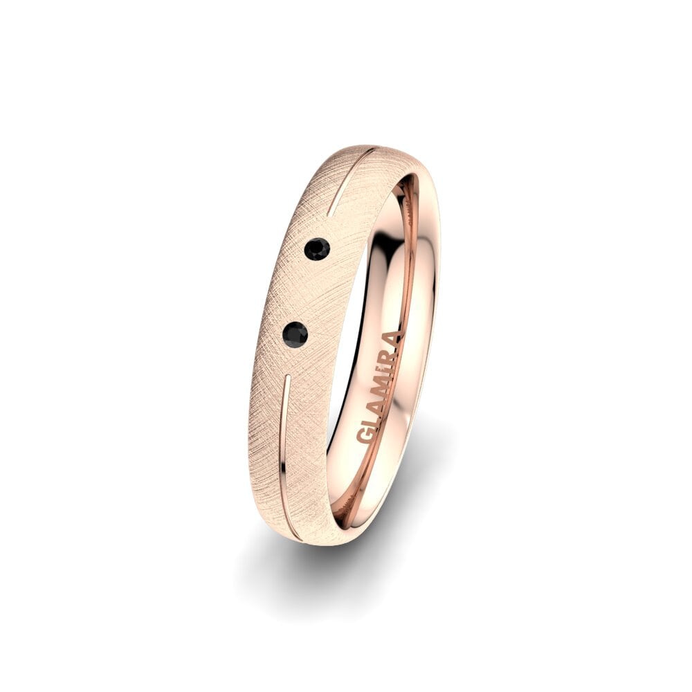 14ct Rose Gold Black Sapphire Women's Wedding Ring Splendid Spring 4 mm