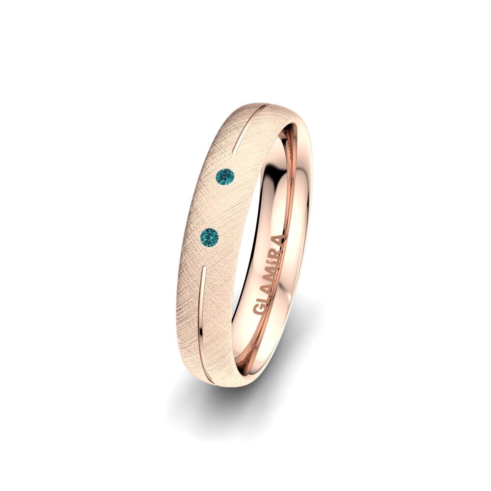 14ct Rose Gold Blue Diamond Women's Wedding Ring Splendid Spring 4 mm