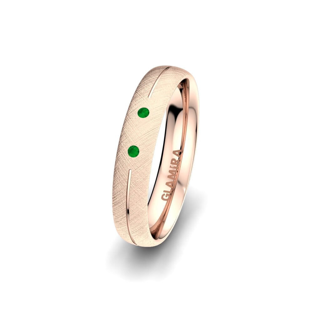 14ct Rose Gold Emerald Women's Wedding Ring Splendid Spring 4 mm