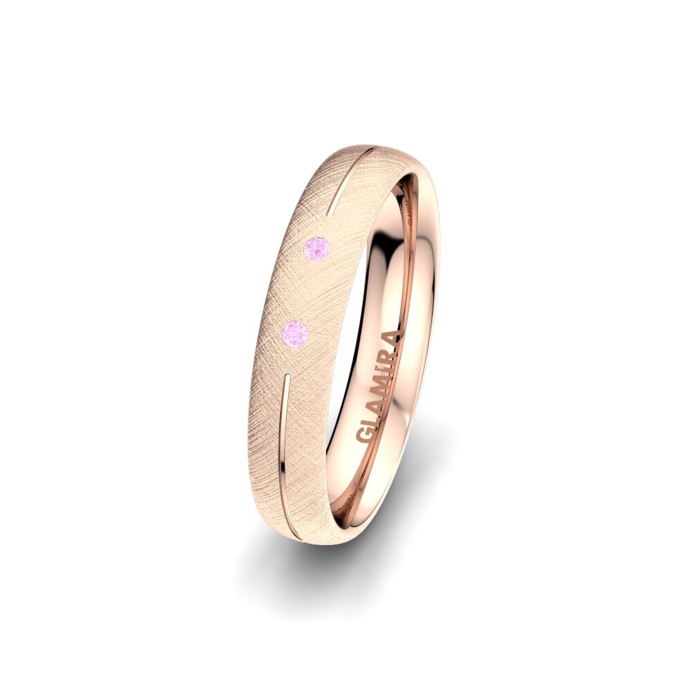 14ct Rose Gold Pink Sapphire Women's Wedding Ring Splendid Spring 4 mm