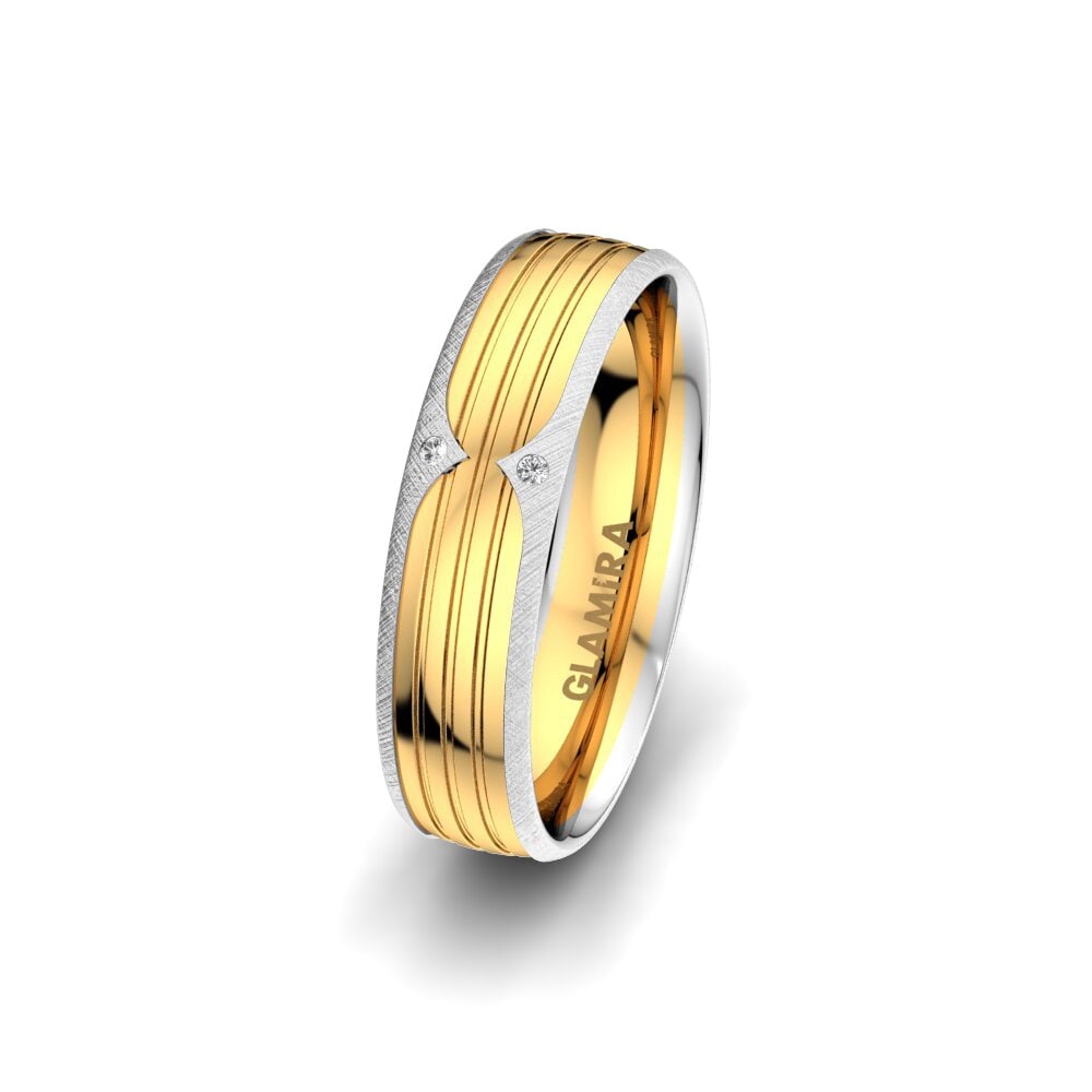 Or Blanc & Jaune 585 Saphir Blanc Alliance pour femme Strong Strip 5 mm