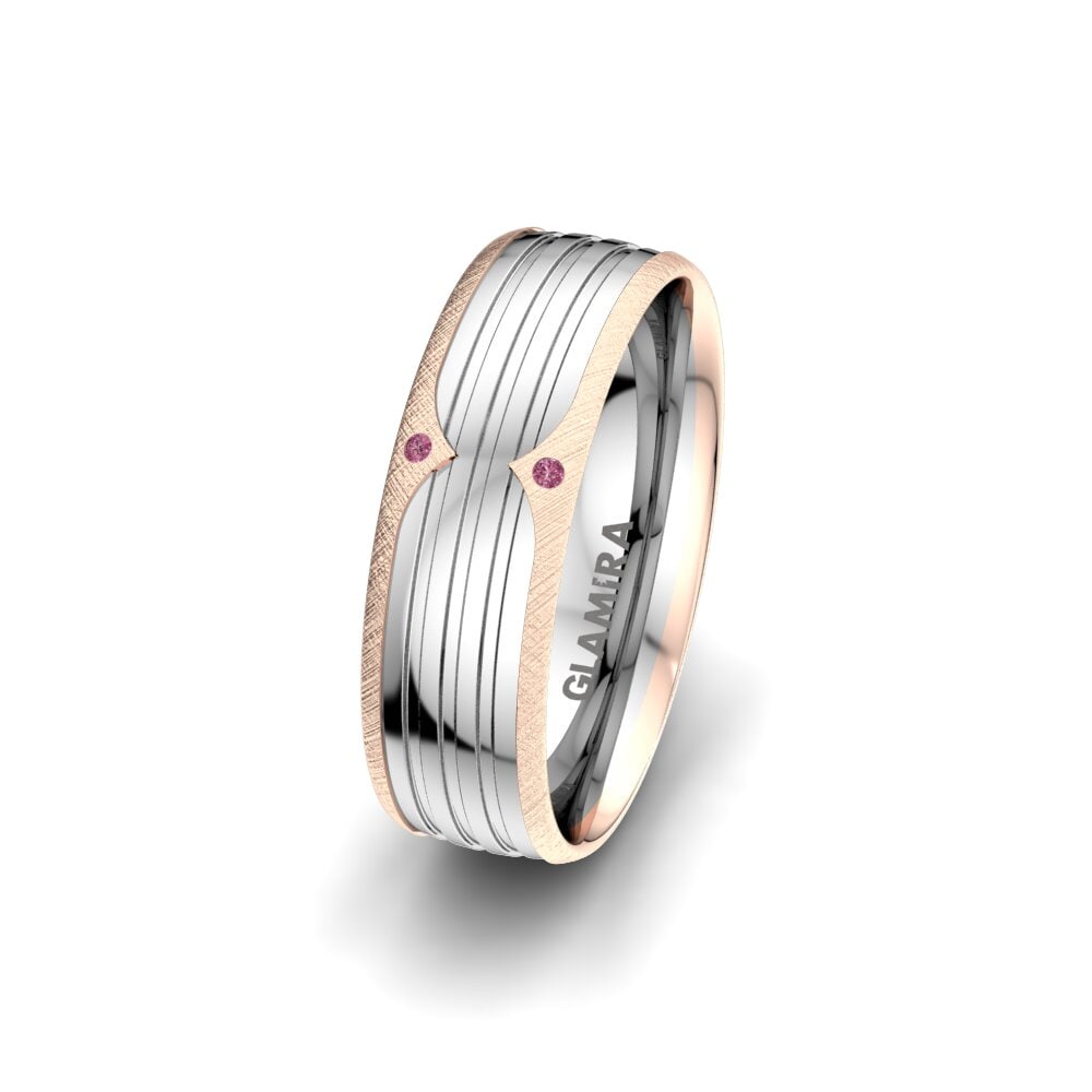Or Rose & Blanc 750 Grenat de Rhodolite Alliance pour femme Strong Strip 6 mm