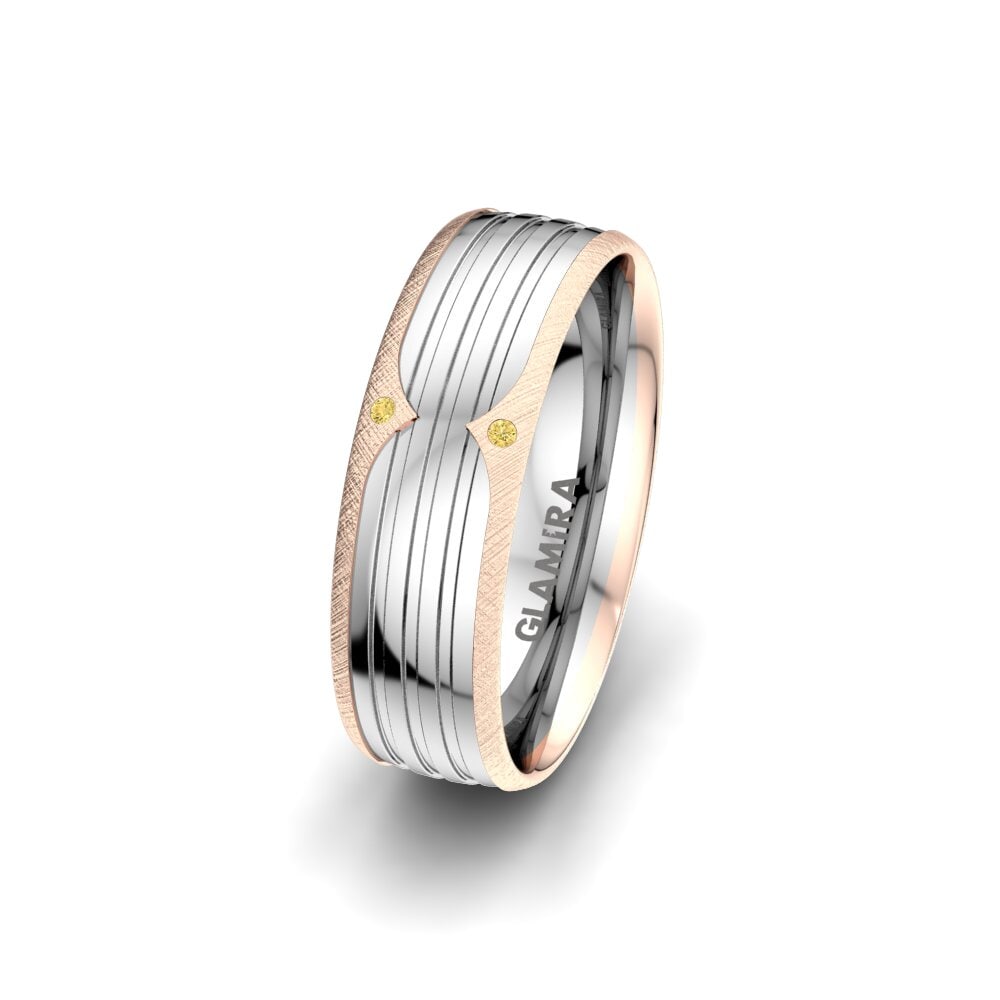 750 Rot & Weißgold Gelber Diamant Damen trauring Strong Strip 6 mm