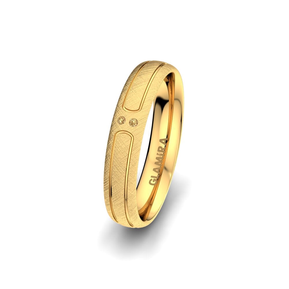 14ct Yellow Gold Brown Diamond Women's Wedding Ring Unique Beauty 4 mm