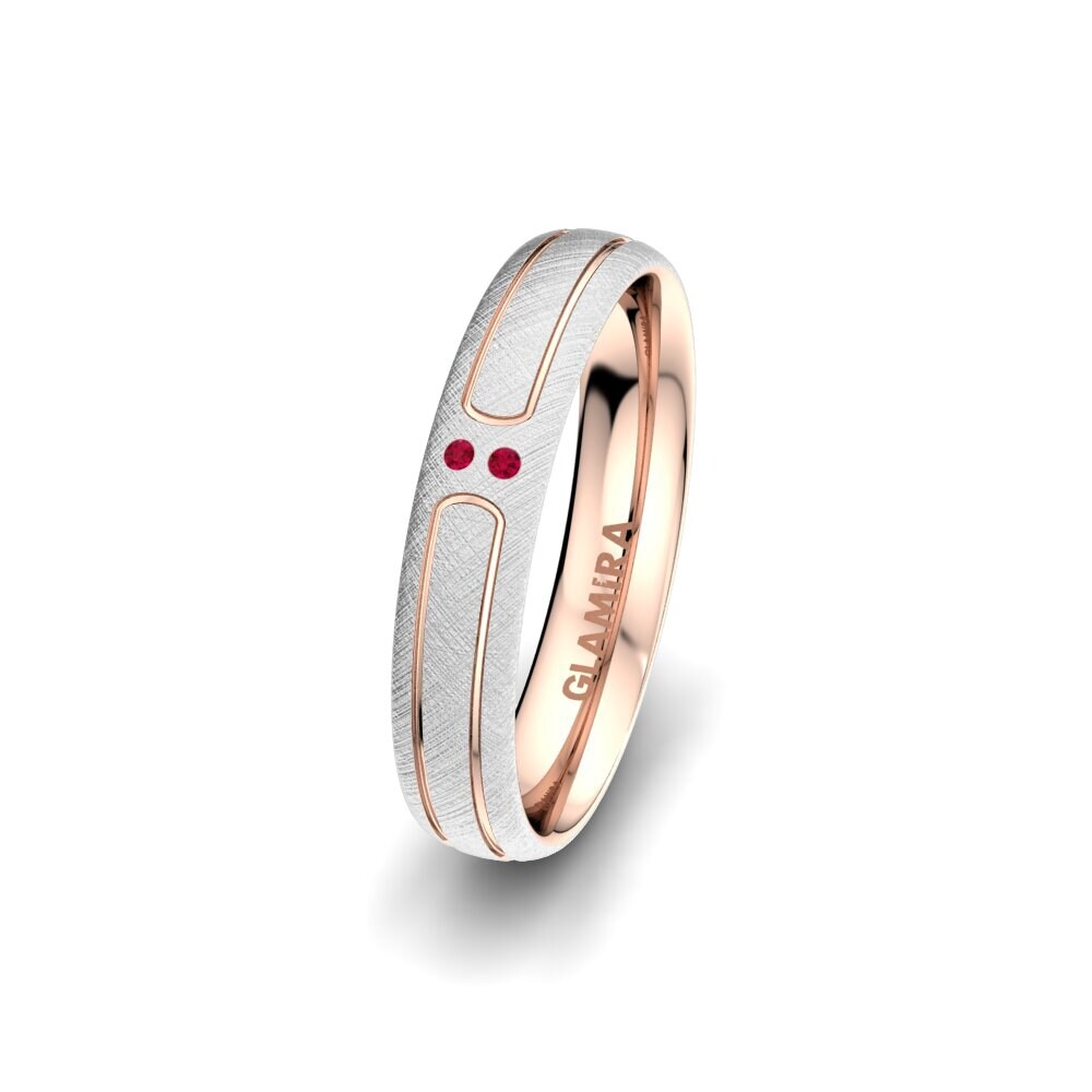 9K White & Rose Gold Ruby Women's Ring Unique Beauty 4 mm