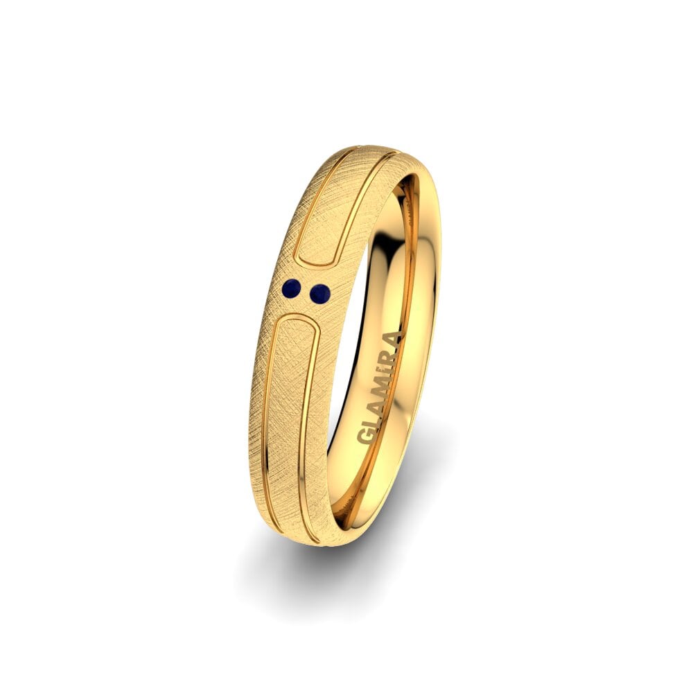 14ct Yellow Gold Sapphire Women's Wedding Ring Unique Beauty 4 mm