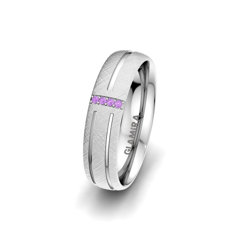 Amethyst Women's Wedding Ring Unique Moon 5 mm