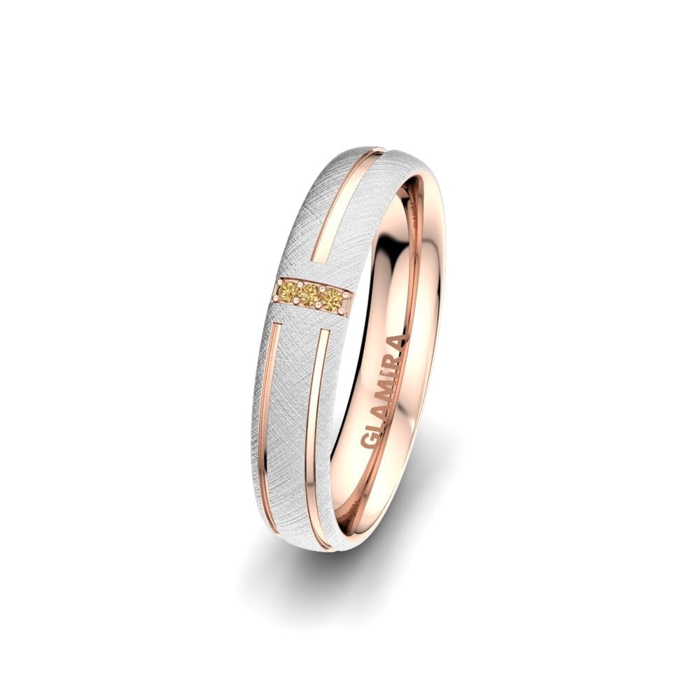 Weiß & Rotgold 585 Brauner Diamant Damen trauring Unique Moon 4 mm