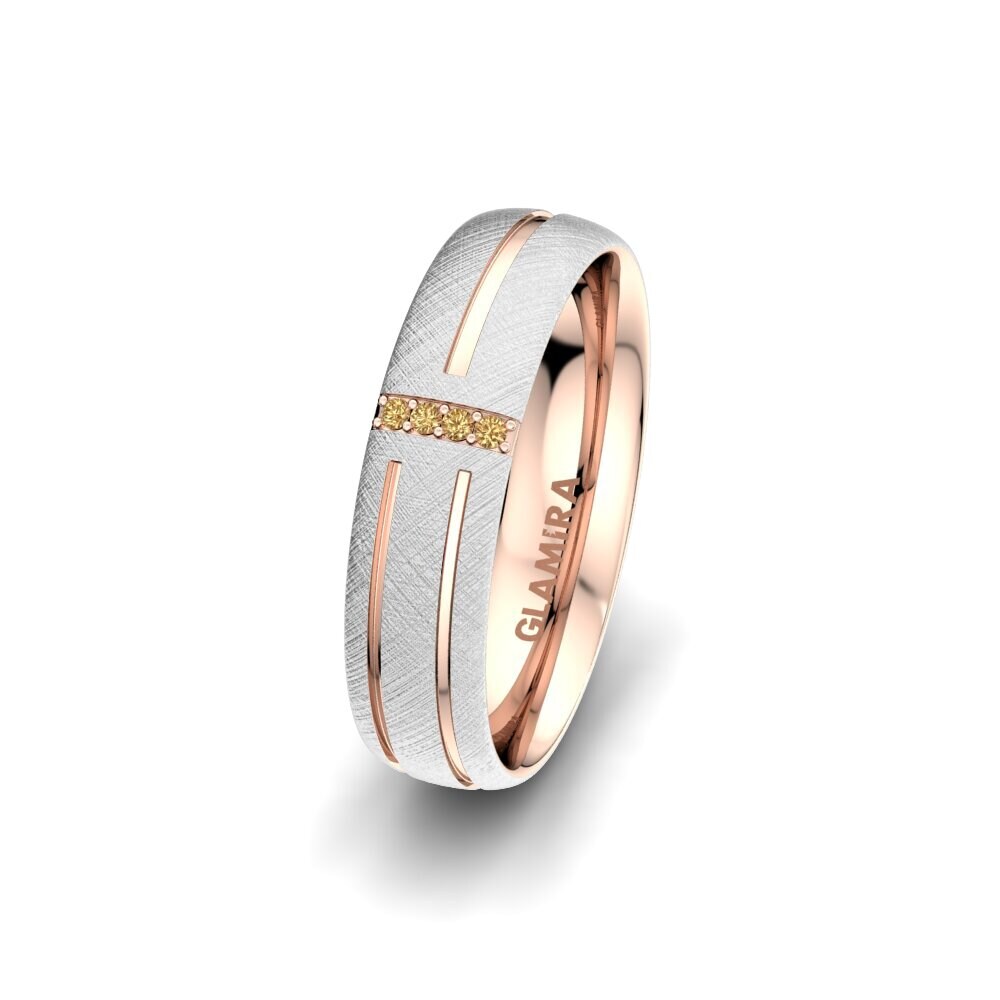 Weiß & Rotgold 585 Brauner Diamant Damen trauring Unique Moon 5 mm