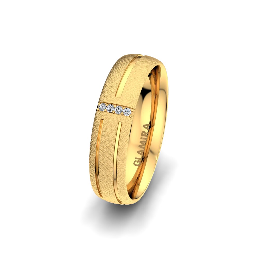 14k Yellow Gold Women's Wedding Ring Unique Moon 5 mm