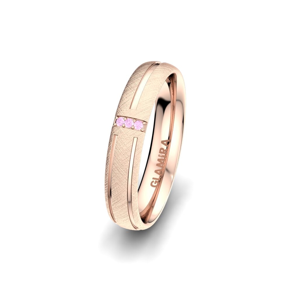14ct Rose Gold Pink Sapphire Women's Wedding Ring Unique Moon 4 mm