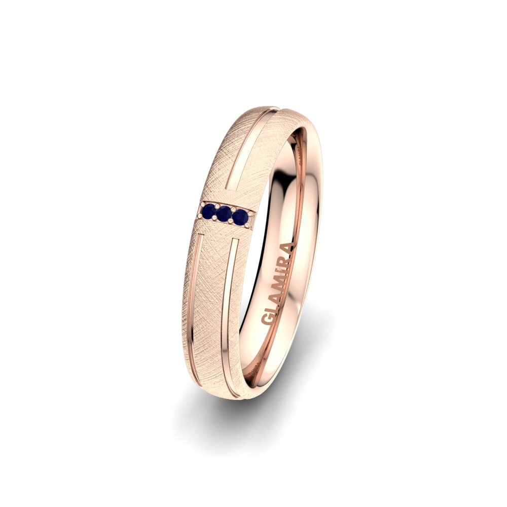 14ct Rose Gold Sapphire Women's Wedding Ring Unique Moon 4 mm